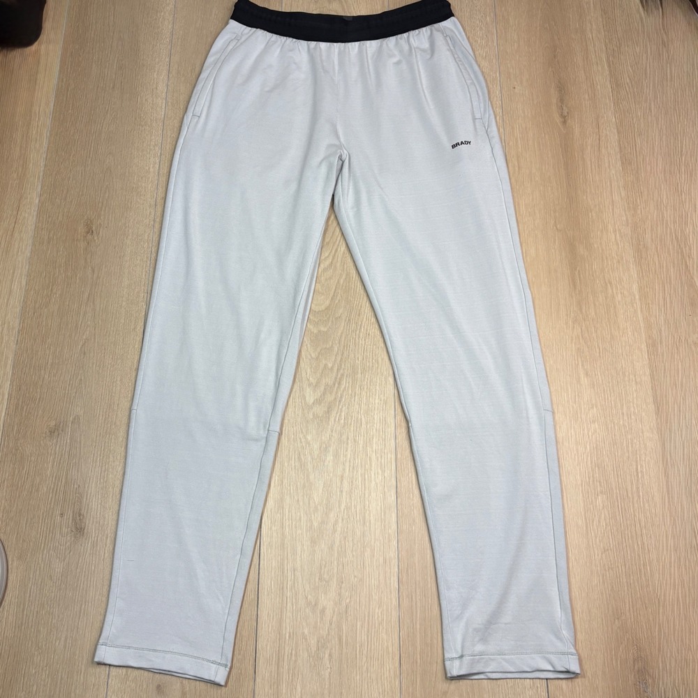 BRADY Brand Mens Training Pants Light Grey Black Waistband Joggers Medium Tom